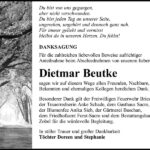 Danksagung Dietmar Beutke