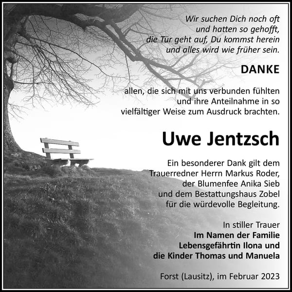 Danksagung Uwe Jentzsch