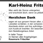 Danksagung Karl-Heinz Fritschler