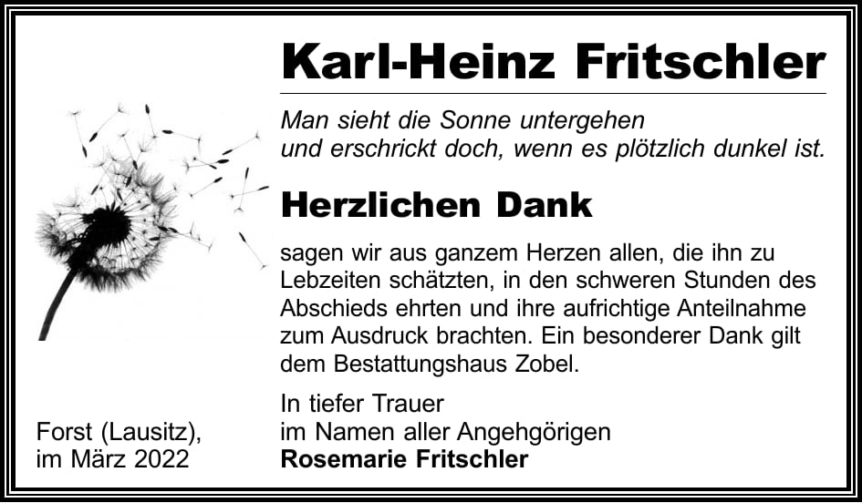Danksagung Karl-Heinz Fritschler