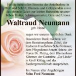 Danksagung Waltraud Neumann, geb. Heine