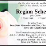 Traueranzeige Regina Schenke, geb. Chobe