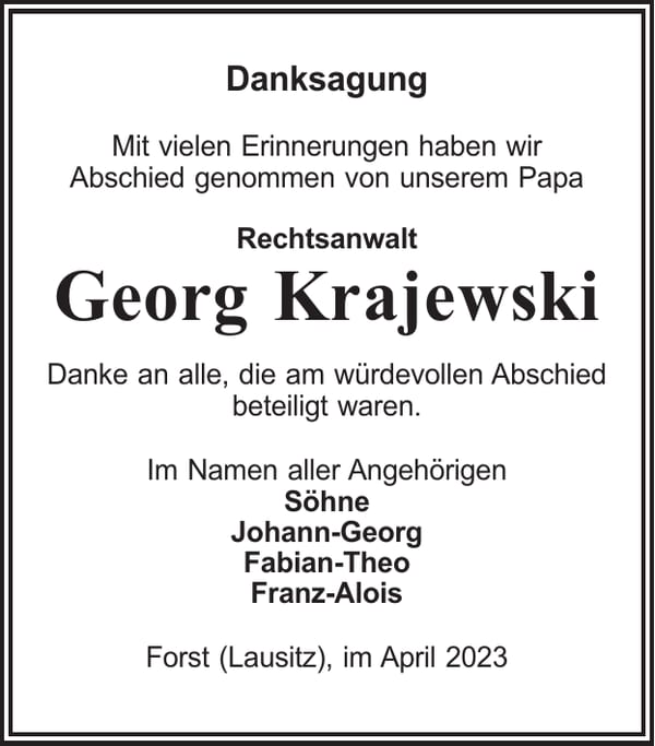 Danksagung Georg Krajewski