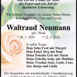 Traueranzeige Waltraud Neumann, geb. Heine