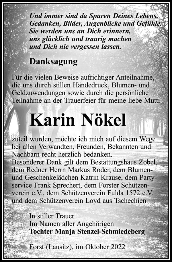 Danksagung Karin Nökel