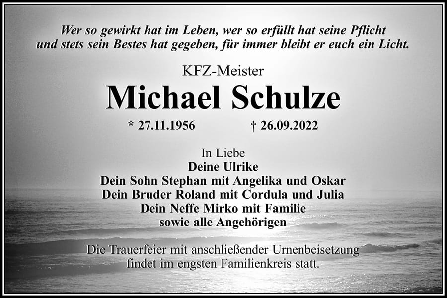 Traueranzeige Michael Schulze
