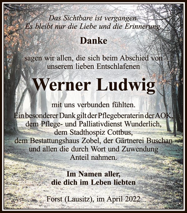 Danksagung Werner Ludwig