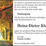 Danksagung Heinz-Dieter Klemm