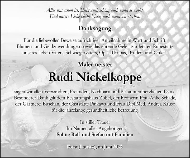 Danksagung Rudi Nickelkoppe