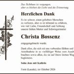 Danksagung Christa Bossenz
