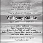 Traueranzeige Wolfgang Stänke