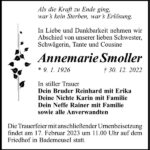 Traueranzeige Annemarie Smoller