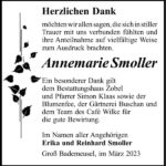 Danksagung Annemarie Smoller