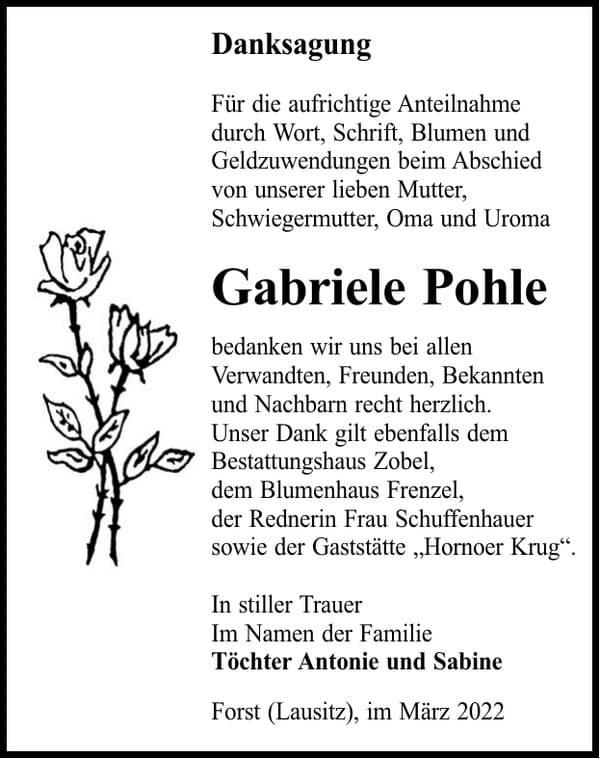 Danksagung Gabriele Pohle