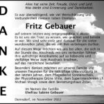 Danksagung Fritz Gebauer