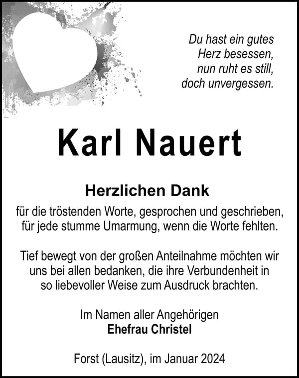 Danksagung Karl Nauert