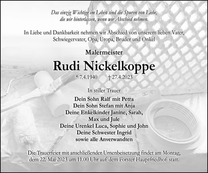Traueranzeige Rudi Nickelkoppe