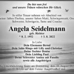 Traueranzeige Angela Seidelmann, geb. Richter