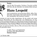 Danksagung Hans Leopold