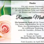 Danksagung Rosemarie Mustroph
