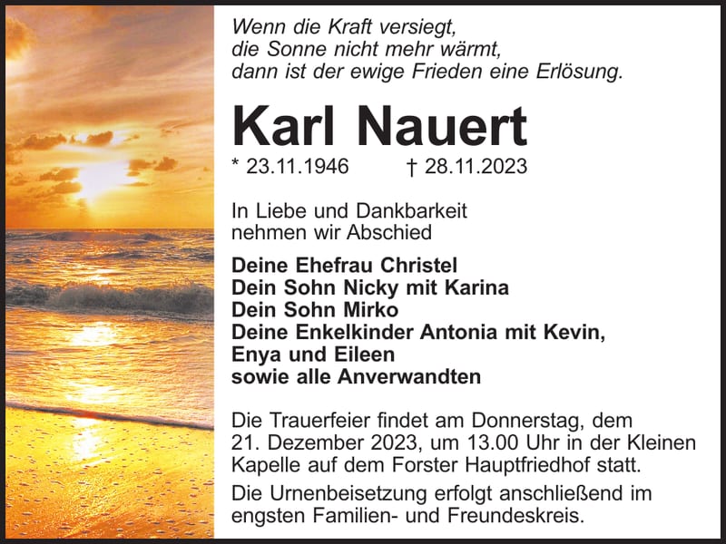 Traueranzeige Karl Nauert
