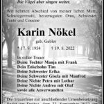 Traueranzeige Karin Nökel, geb. Gabler
