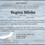 Danksagung Regina Minke, geb. Grätz
