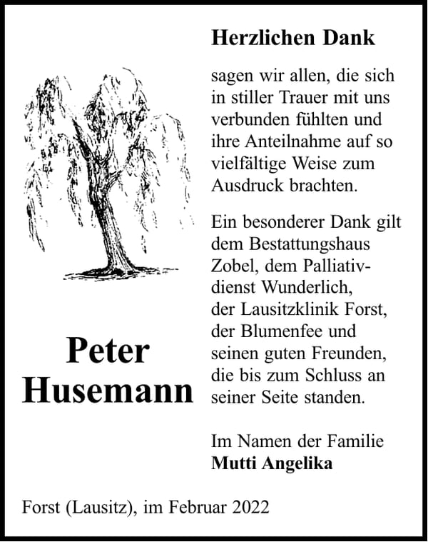Danksagung Peter Husemann