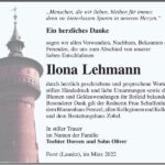 Danksagung Ilona Lehmann