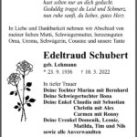 Traueranzeige Edeltraud Schubert, geb. Lehmann
