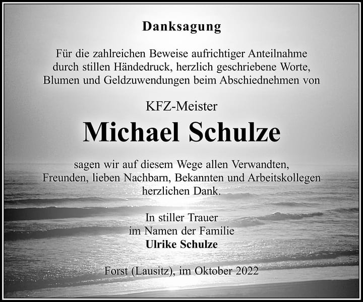 Danksagung Michael Schulze