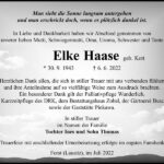 Danksagung Elke Haase, geb. Kott