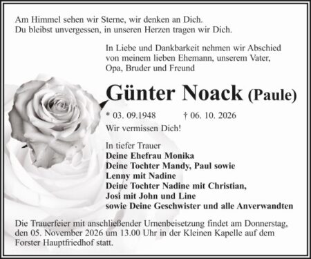 Traueranzeige Günter Noack (Paule)