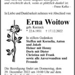 Traueranzeige Erna Woitow, geb. Kornack