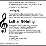 Danksagung Lothar Göhring