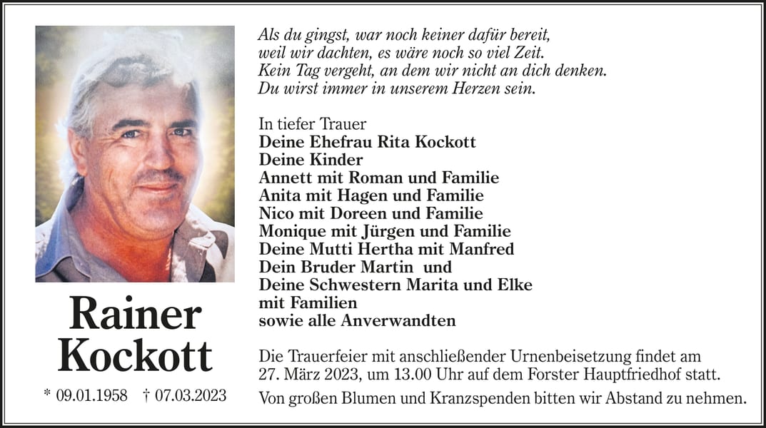 Traueranzeige Rainer Kockott