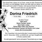 Traueranzeige Dorina Friedrich