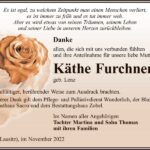 Danksagung Käthe Furchner, geb. Lenz
