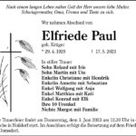 Traueranzeige Elfriede Paul, geb. Krüger