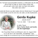 Traueranzeige Gerda Kupke