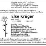 Traueranzeige Else Krüger, geb. Noack