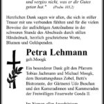 Danksagung Petra Lehmann