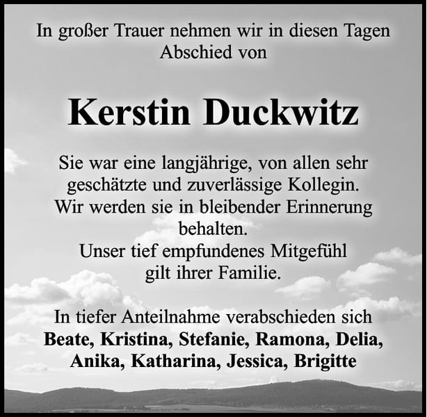 Nachruf Kerstin Duckwitz