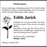 Danksagung Edith Jarick