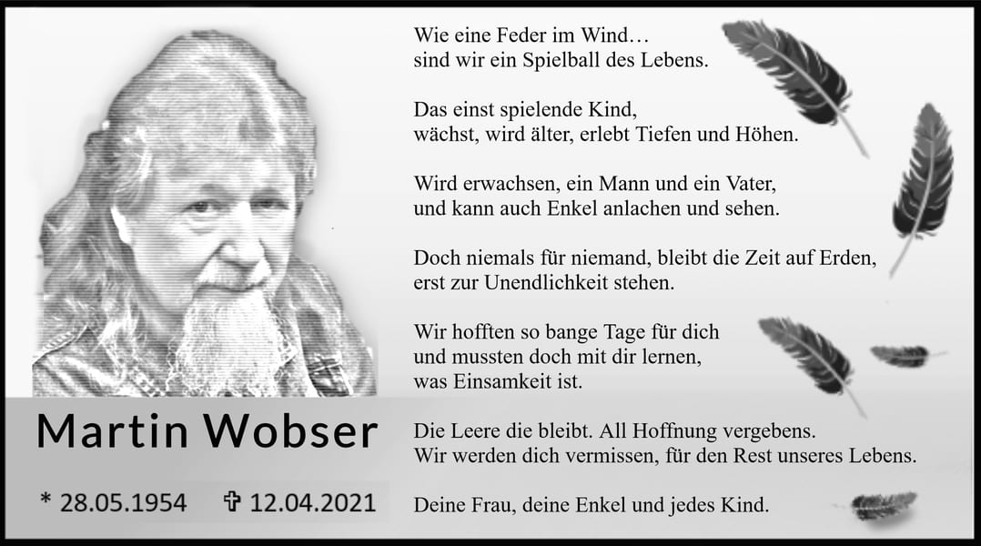 Traueranzeige Martin Wobser