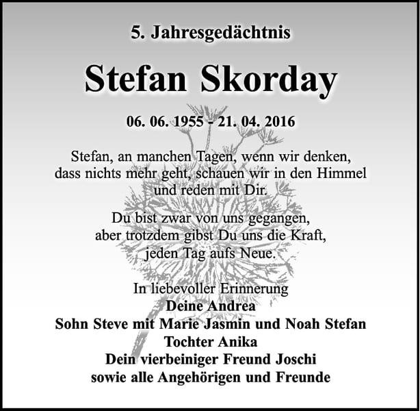 Jahresgedenken Stefan Skorday
