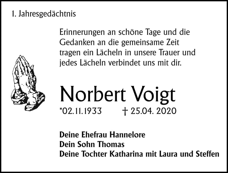 Jahresgedenken Norbert Voigt