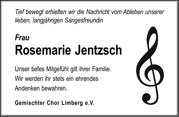 Nachruf Rosemarie Jentzsch