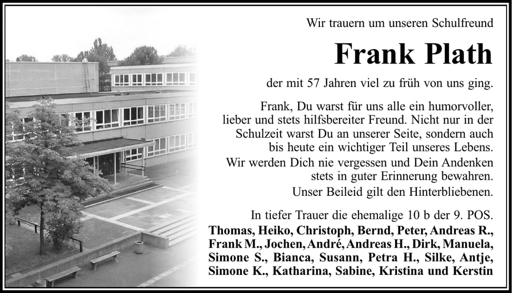Nachruf Frank Plath
