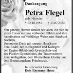 Danksagung Petra Flegel, geb. Nitzsche